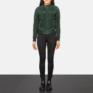 Zenna Green Suede Bomber Jacket