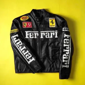 Ferrari F1 Black Leather Racing Jacket