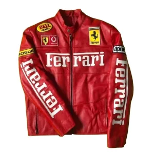 Ferrari Racing Team Red Leather Jacket